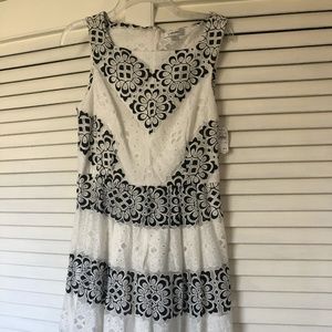Beautiful black and white sleeveless lace dress